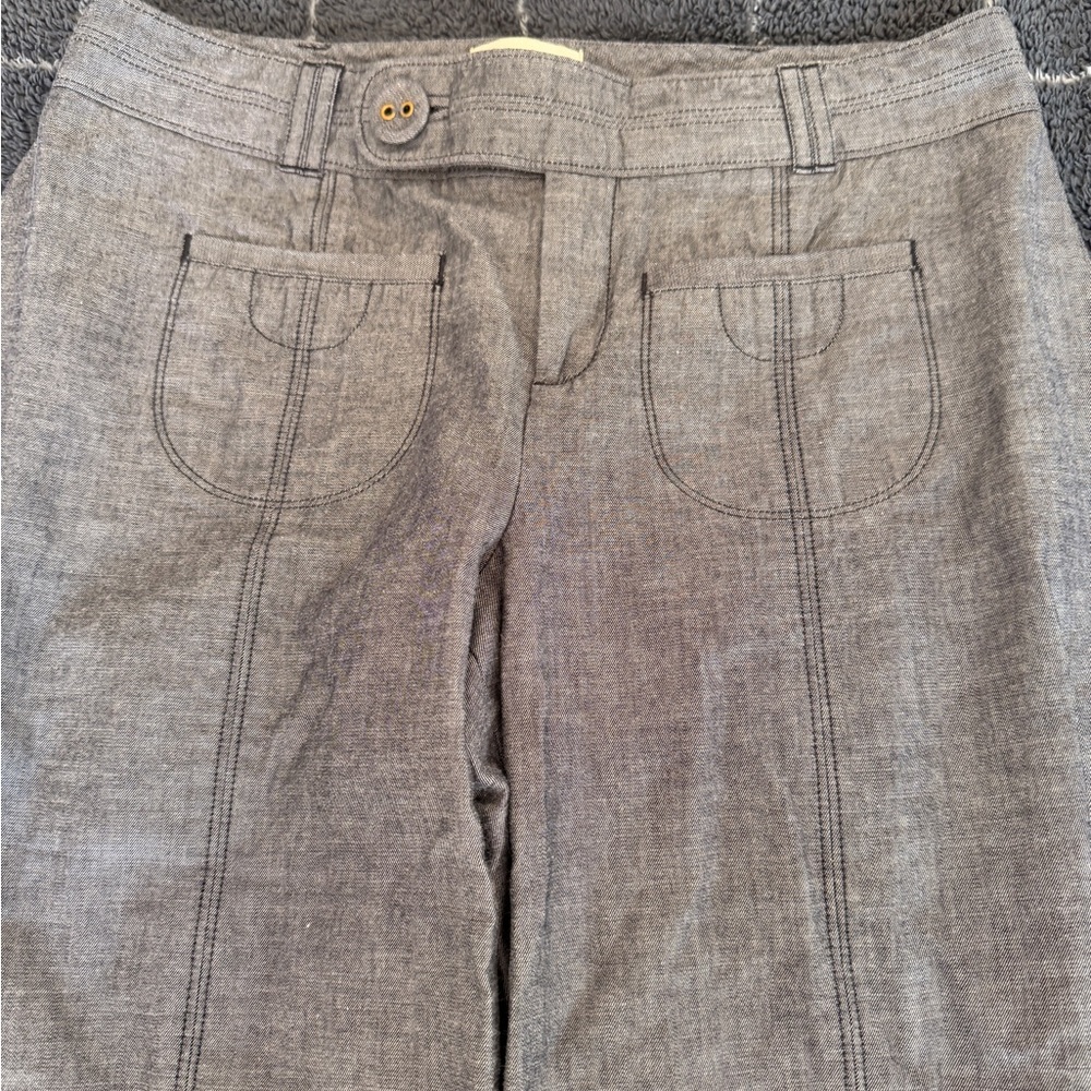 Elevenses Chambray Denim Trousers Buttons Belt Y2K Gorgeous NWoT - Picture 3 of 10